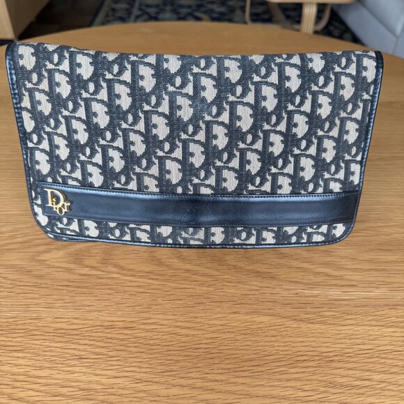 Vintage Christian Dior Diorissimo Leather & Canvas Clutch Bag - Picture 4 of 14